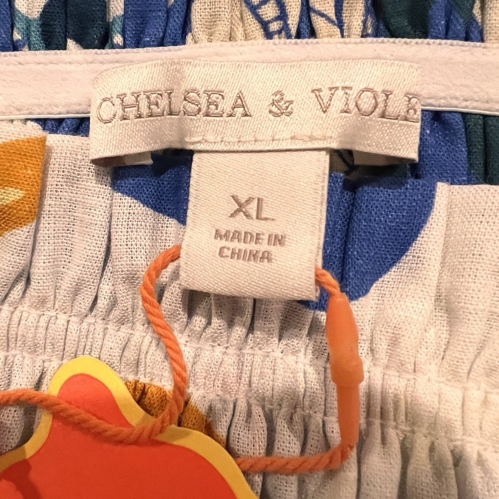 Chelsea & Violet XL Sleeveless Smocked Basque Mini Sun Dress Cosmic Linen Blend - Picture 7 of 13